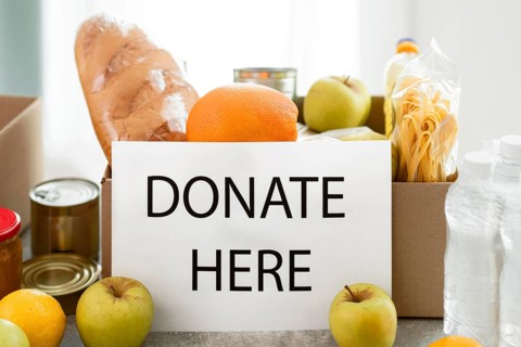 Front view box with food donation
