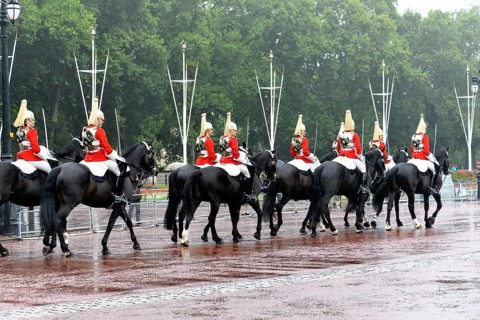 Horse Guard in the rain on the way from the changing of the guard