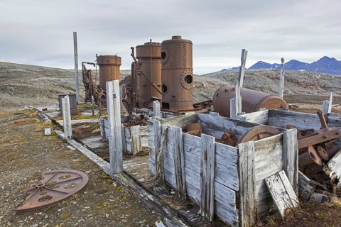 Steam boilers at abandoned marble quarry Camp Mansfield