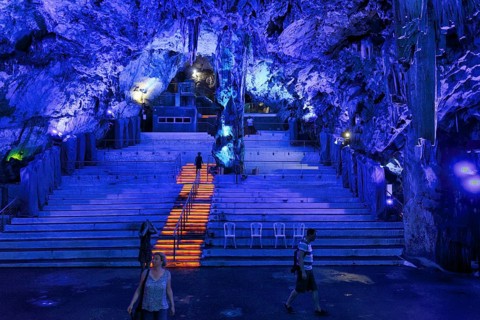 Visitors to St Michael's Cave