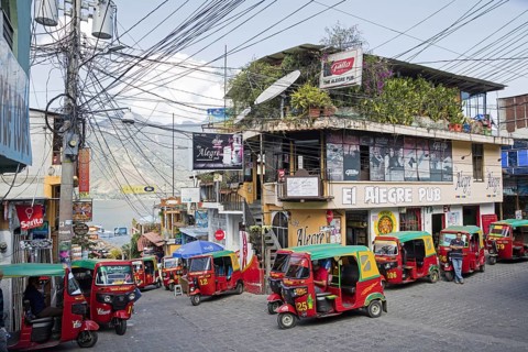 Red coloured tuk-tuks