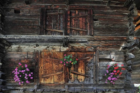 Traditional Swiss wooden granary