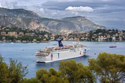 The cruise ship MS Grand Holiday of Carnival Cruise Lines docked in Nice along the French Riviera