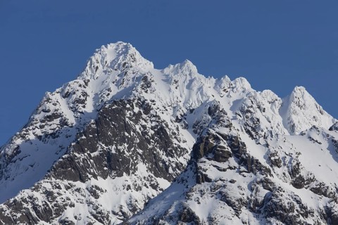 Mountain peak of Sorvestre Langstrandtinden