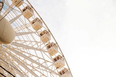 Low angle view large ferris wheel against clear sky