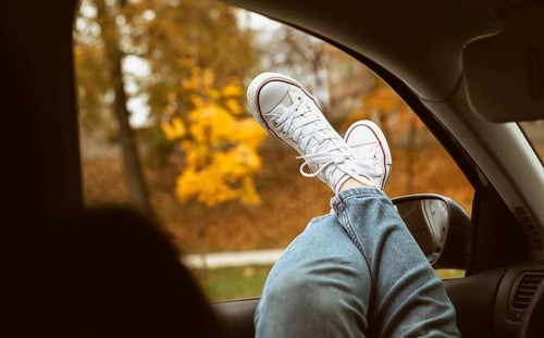 Woman s shoes car window