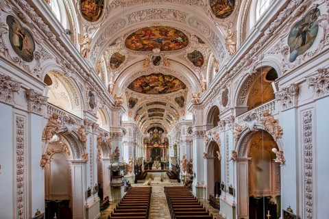 Interior of the baroque collegiate basilica