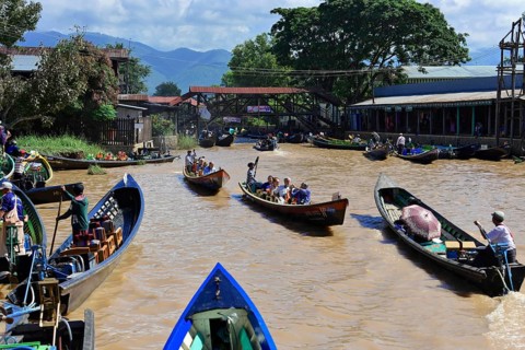 Boats on Inle Lake