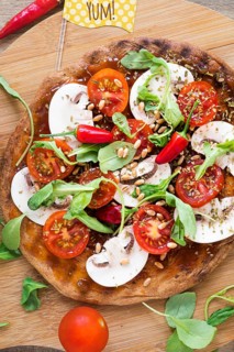 Delicious vegan meal wooden board