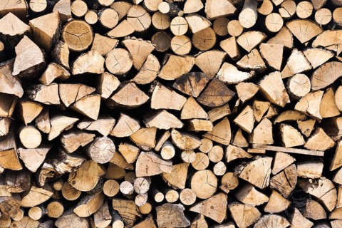 Wooden logs cut stacked texture