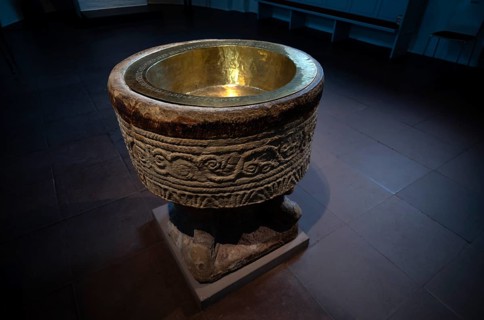 Interior baptismal font