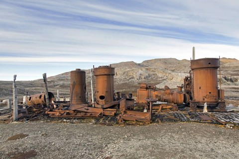 Steam boilers at abandoned marble quarry Camp Mansfield