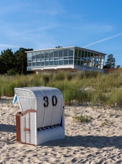 Beach and beach chairs in the Baltic seaside resort of Baabe