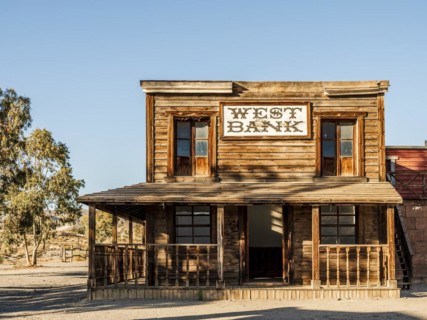 Great view of houses in western style set for movies