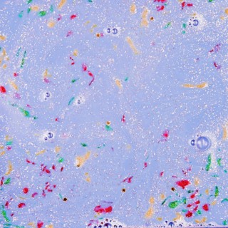 Blue water painted with powder