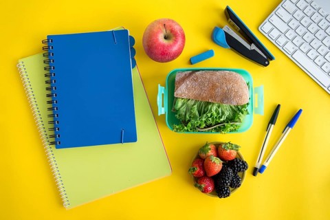 Copybooks lunchbox stationery table