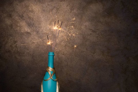 Flaming bengal lights bottle drink