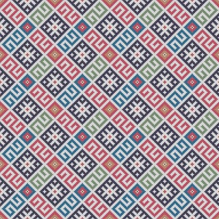 Traditional Georgian folk art embroidery vector pattern