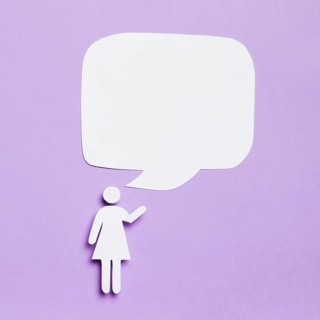 Cartoon woman with text blank speech bubble