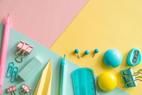 Colorful stationery multicolored background