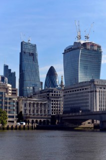 View of the banking district with new skyscrapers