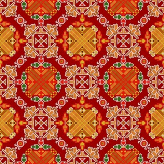 Traditional Georgian folk art embroidery vector pattern