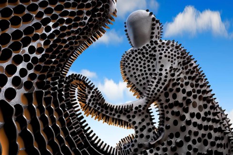 Surrealist bionic creatures in liquid metal