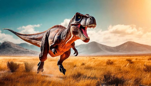 A Tyrannosaurus rex runs