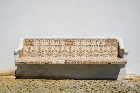 Awesome view of bench with traditional portuguese tiles