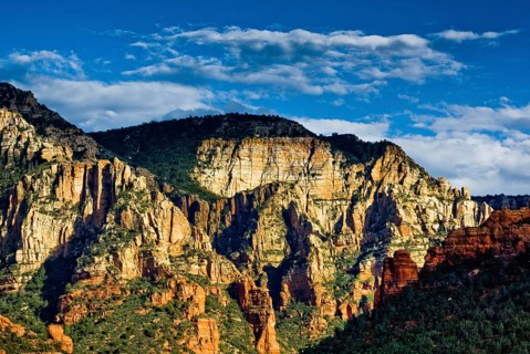 Sandstone cliffs in the evening light of Sedona