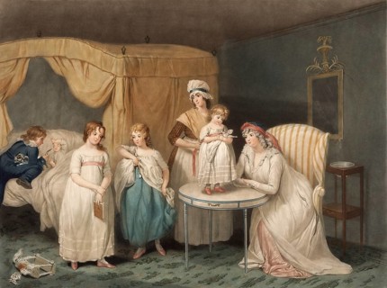 Domestic family scene with mother