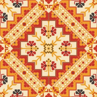 Traditional Georgian folk art embroidery vector pattern