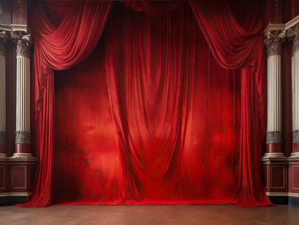 Theatre stage with curtain in a nostalgic theatre
