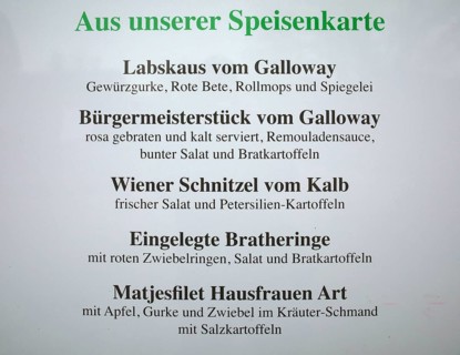 Typical menu