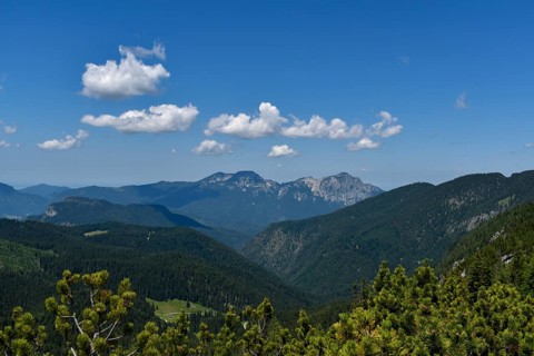 View from the Lattengebirge to Hochstaufen and Zwiesel in the Chiemgau Alps