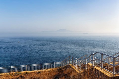 View from Europa Point viewing platform in the haze