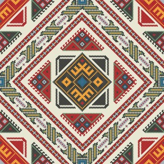 Traditional Georgian folk art embroidery vector pattern