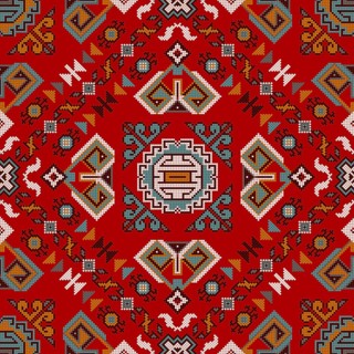 Traditional Georgian folk art embroidery vector pattern