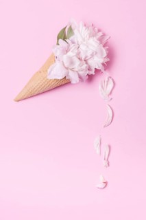 Abstract floral ice cream cone with petals
