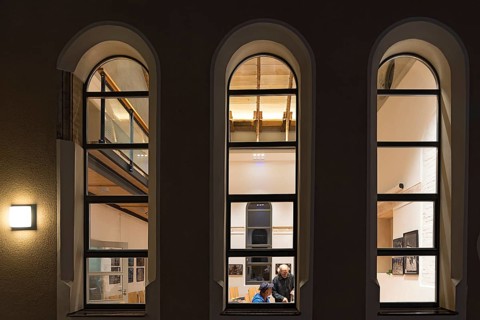 Window of the former synagogue destroyed in 1938