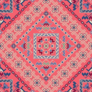 Traditional Georgian folk art embroidery vector pattern