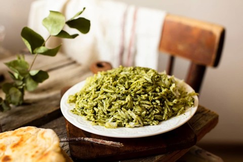 Aromatic asian dish with rice