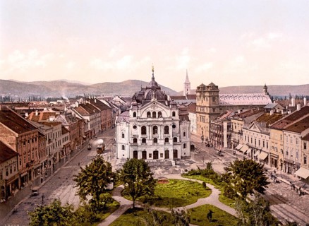 Main street and theatre of Kaschau