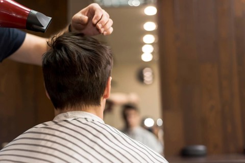 Back view man barbershop