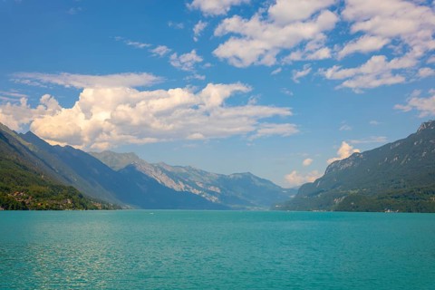 Mountain on Lake Brienz in a Sunny Day in Interlaken