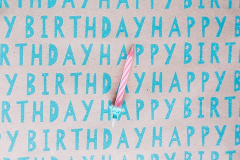 Single striped candle happy birthday paper