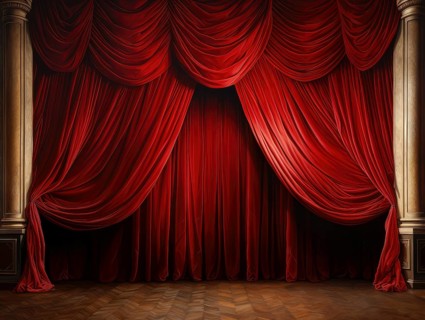 Theatre stage with curtain in a nostalgic theatre