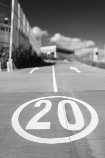 Maximum speed traffic sign on a street in Barcelona in Spain