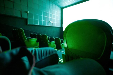 Interior dark hall cinema