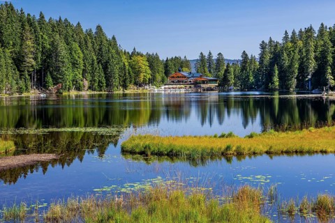 Nature reserve Grosser Arbersee with Arberseehaus